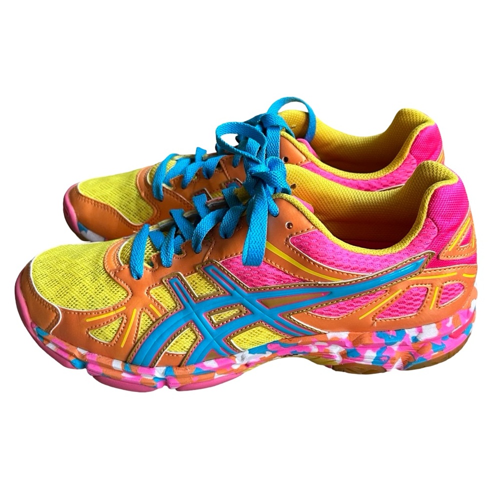 Asics Gel Flashpoint Running Cross Training Volleyball Orange Flame Pink Sneaker - Picture 4 of 11